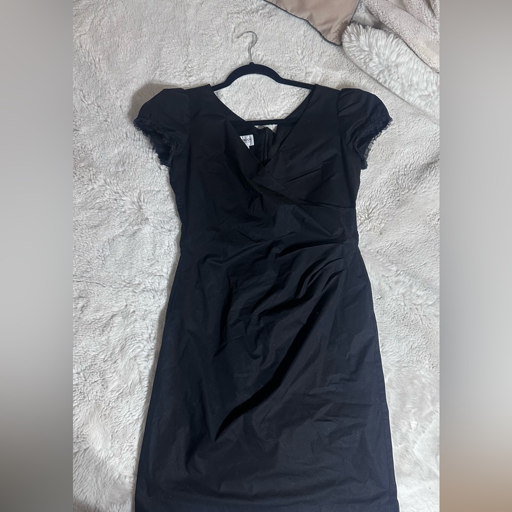 Armani Collezioni Black Ruched Sheath Dress